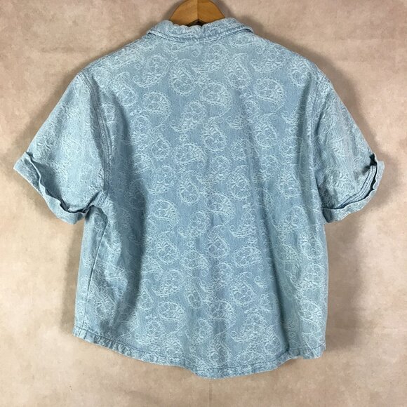 FRNCH PARIS Paisley Stitched Denim Button-front Shirt SMALL - Picture 6 of 8